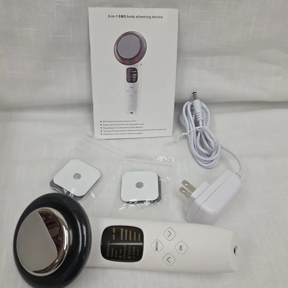 3-in-1 EMS Body Slimming Device Infrared Sonic Massager Rechargeable w/ Charger